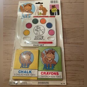 Vintage ALF Coloring Set with Paints, Chalks, and Crayons
